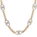 Crystal Chain CC Link Choker Gold Silver