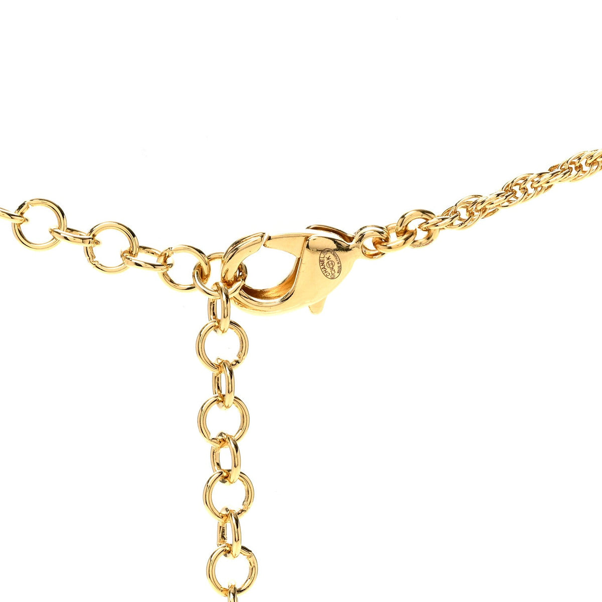 Crystal Beaded CC Heart Long Necklace Gold Black