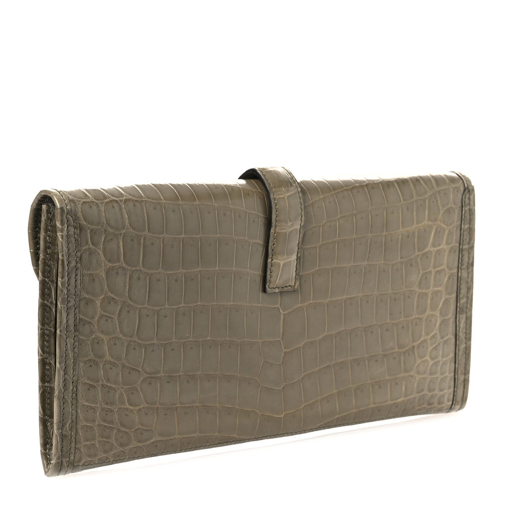 Shiny Niloticus Crocodile Jige Elan 29 Clutch Gris Tourterelle