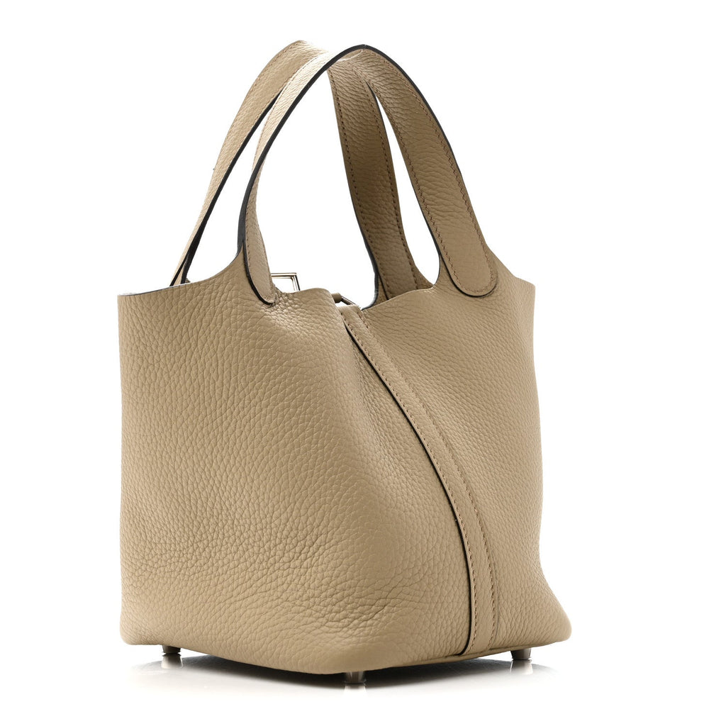 Taurillon Clemence Picotin Lock 18 PM Beige Marfa