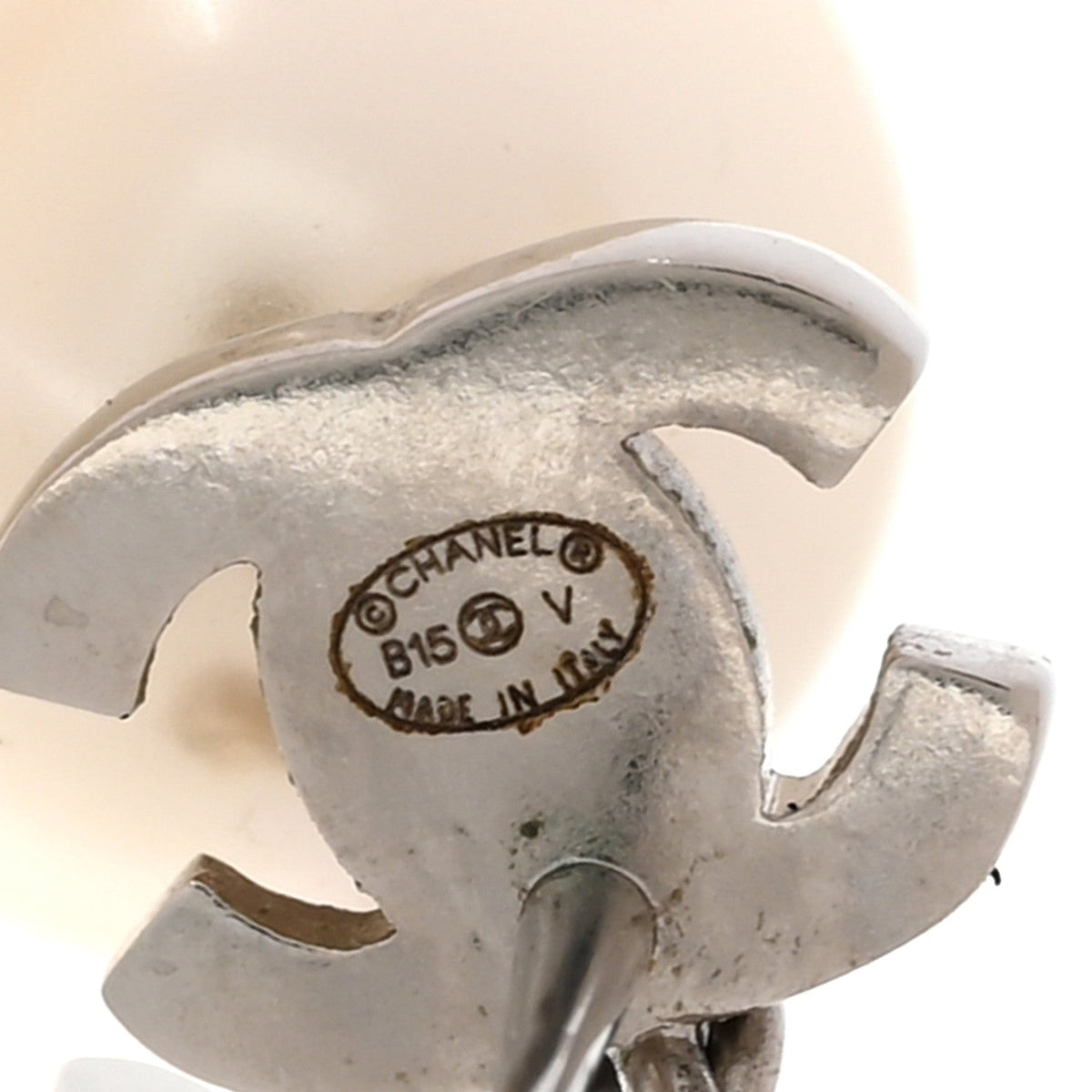 Crystal Pearl CC Drop Earrings Silver