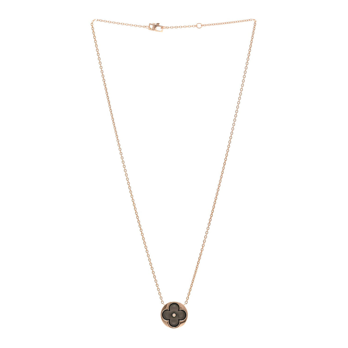 18K Pink Gold Grey Mother Of Pearl Blossom Sun Pendant Necklace