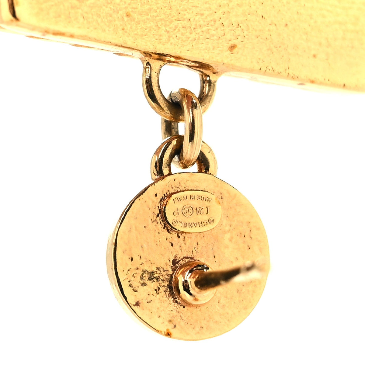 Metal Enamel CC No 5 Rope Drop Earrings Gold Denim Blue