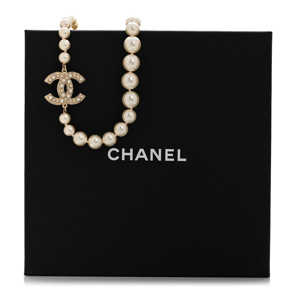 Pearl CC 100th Anniversary Necklace Light Gold
