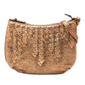 Bottega Veneta Intrecciato Trimmed Metallic Leather Crossbody