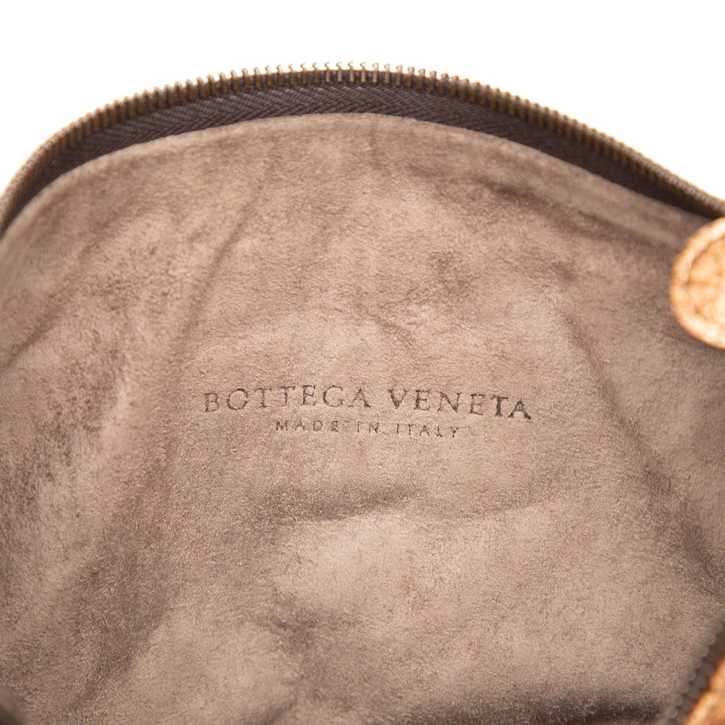 Bottega Veneta Intrecciato Trimmed Metallic Leather Crossbody