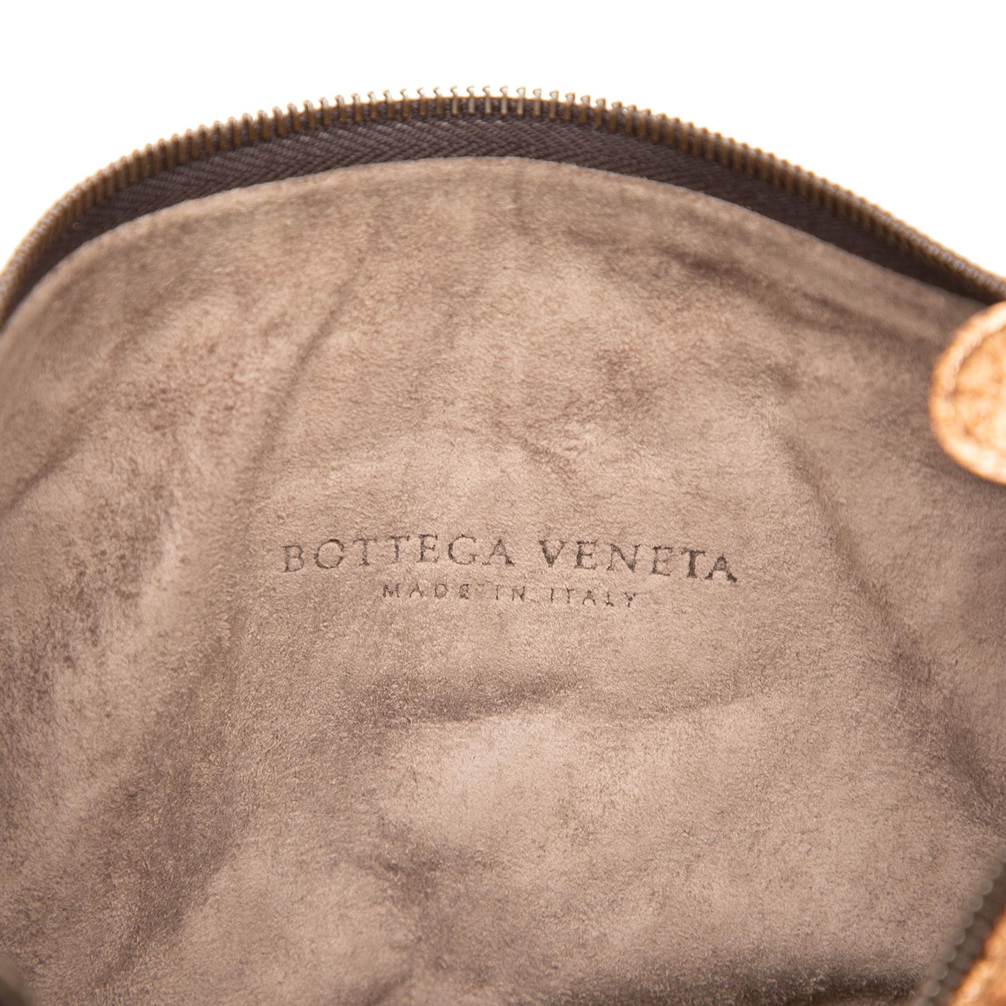 Bottega Veneta Intrecciato Trimmed Metallic Leather Crossbody