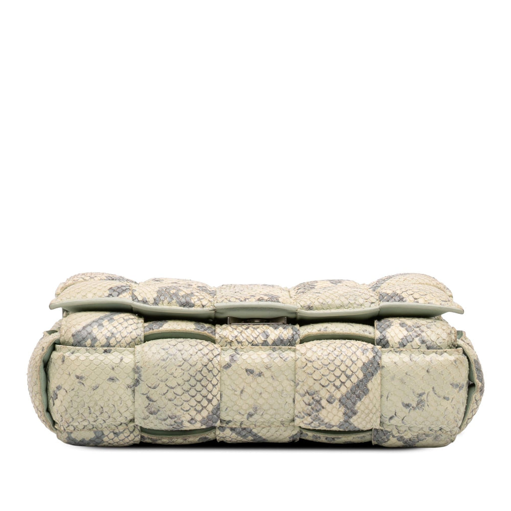 Bottega Veneta Python Embossed Goatskin Intrecciato Padded Cassette Crossbody