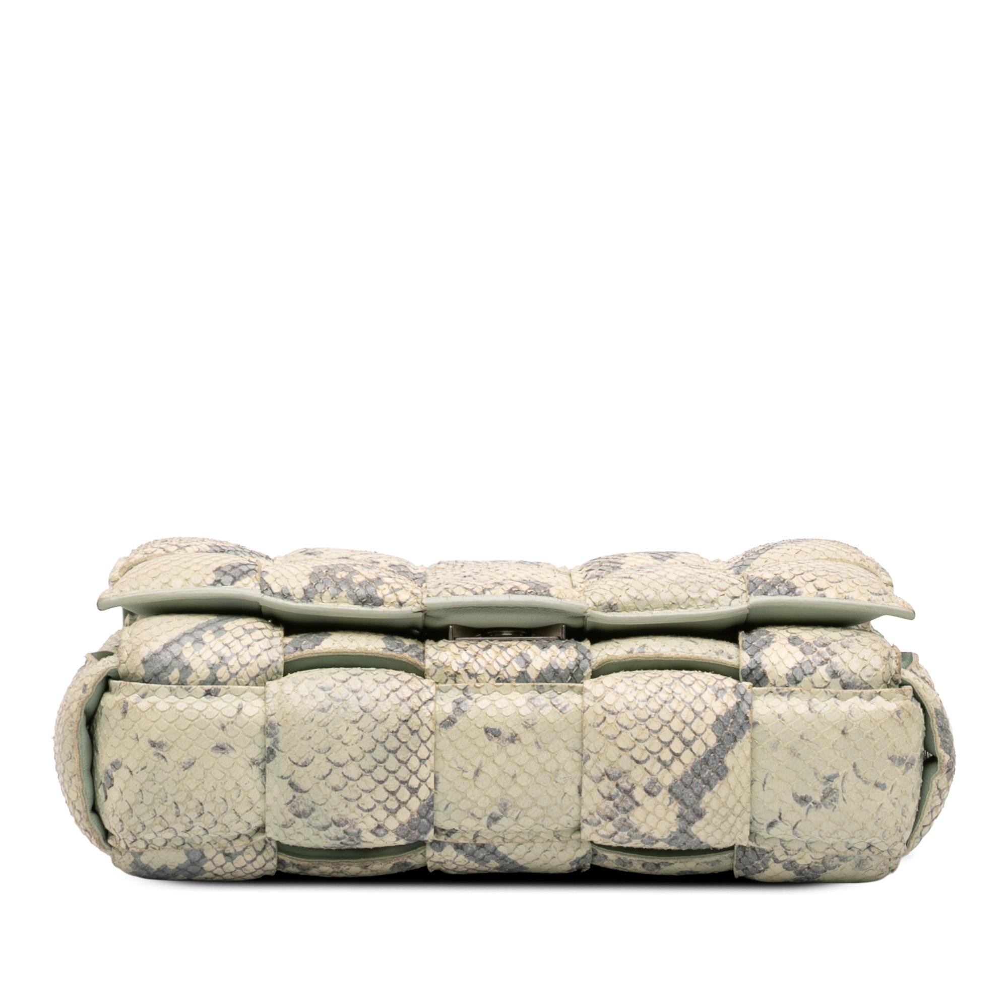 Bottega Veneta Python Embossed Goatskin Intrecciato Padded Cassette Crossbody