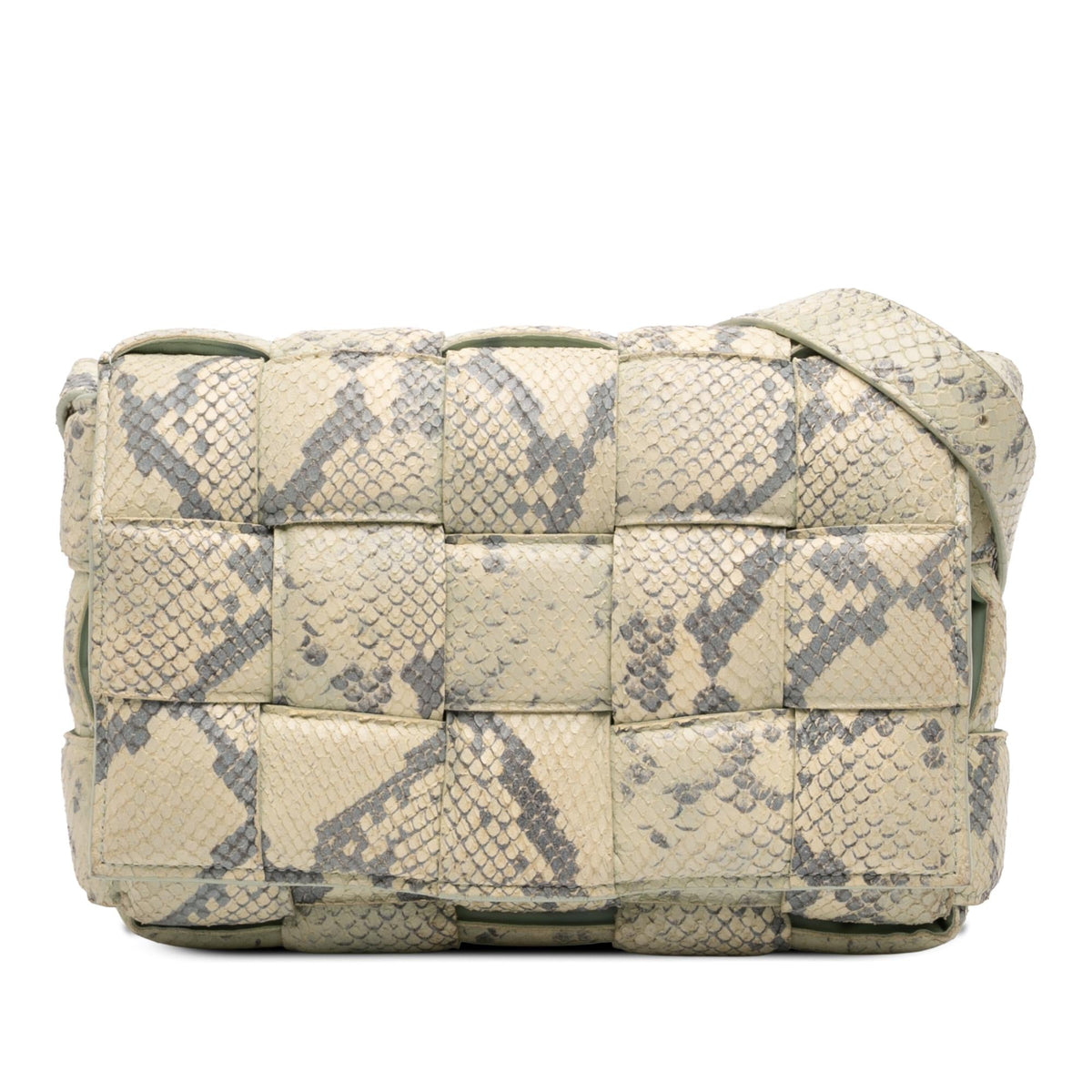 Bottega Veneta Python Embossed Goatskin Intrecciato Padded Cassette Crossbody