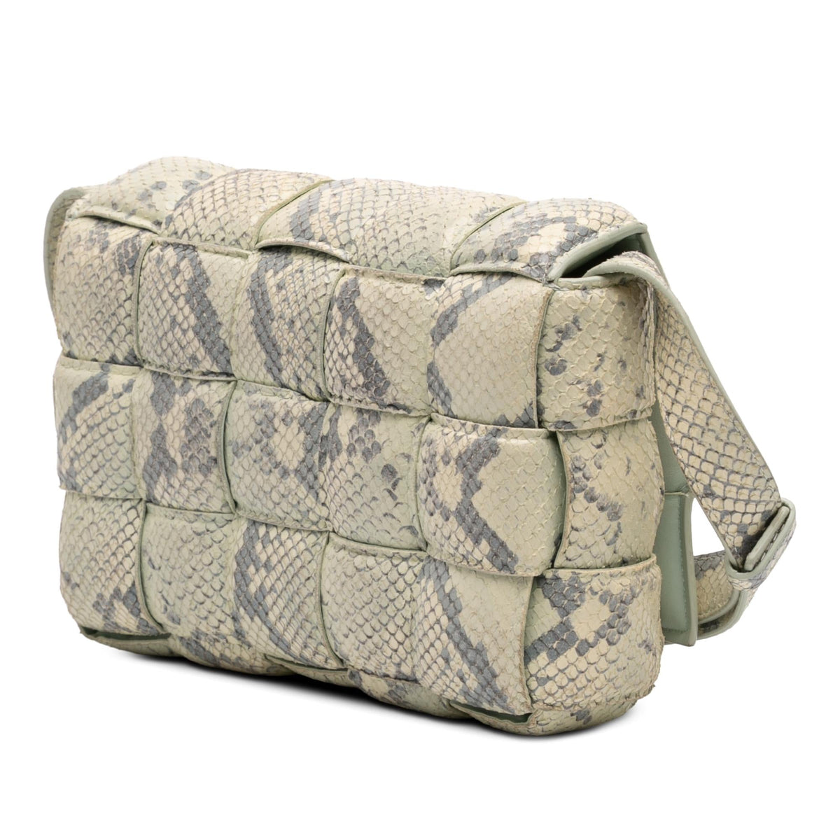 Bottega Veneta Python Embossed Goatskin Intrecciato Padded Cassette Crossbody