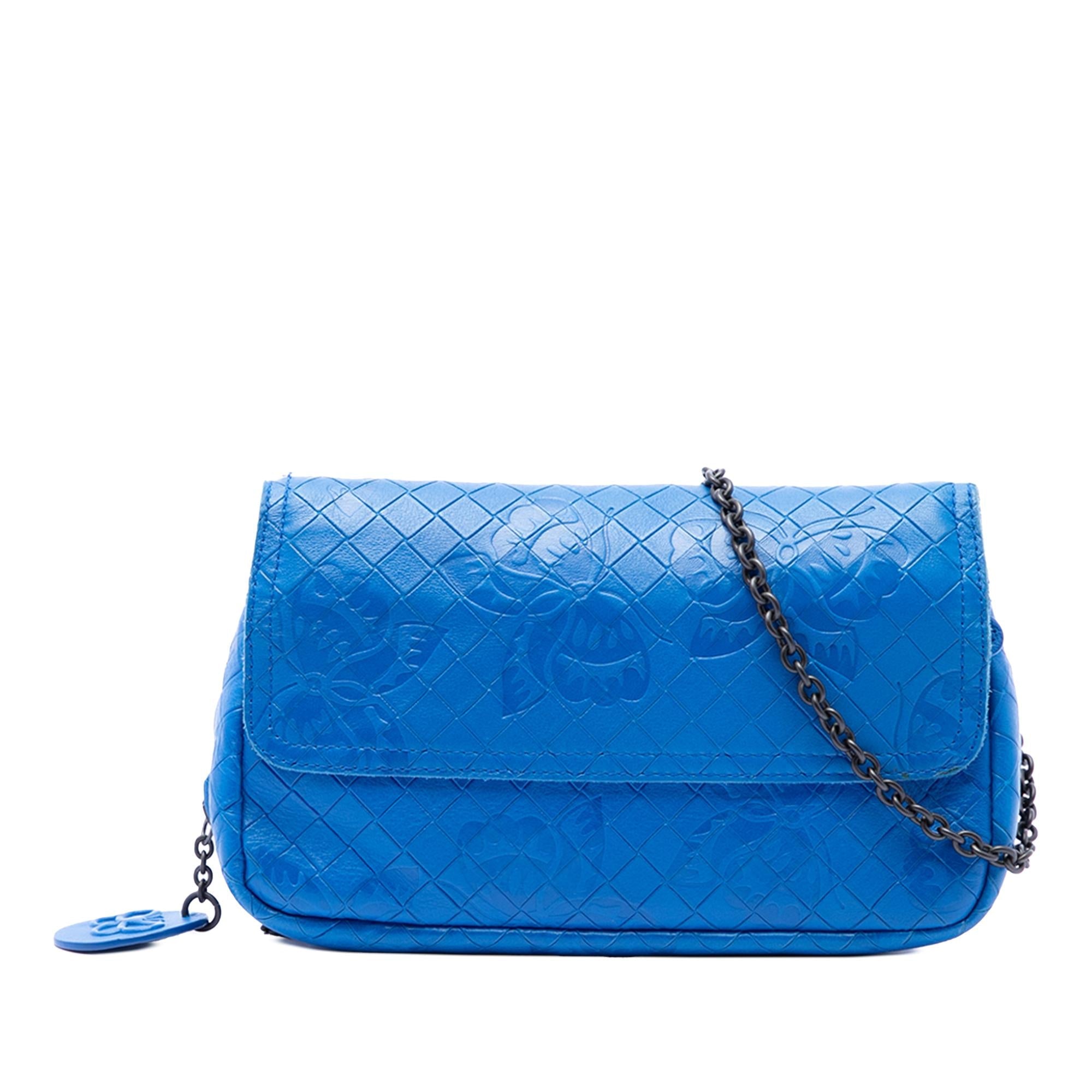 Bottega Veneta Small Calfskin Intrecciomirage Embossed Butterfly Chain Crossbody