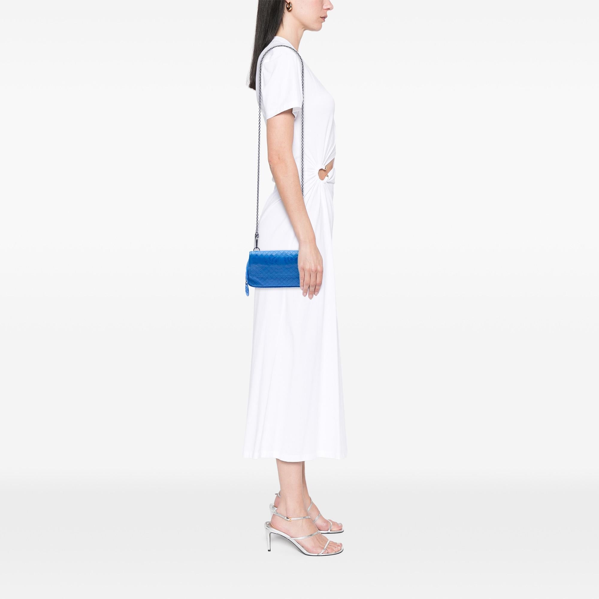Bottega Veneta Small Calfskin Intrecciomirage Embossed Butterfly Chain Crossbody