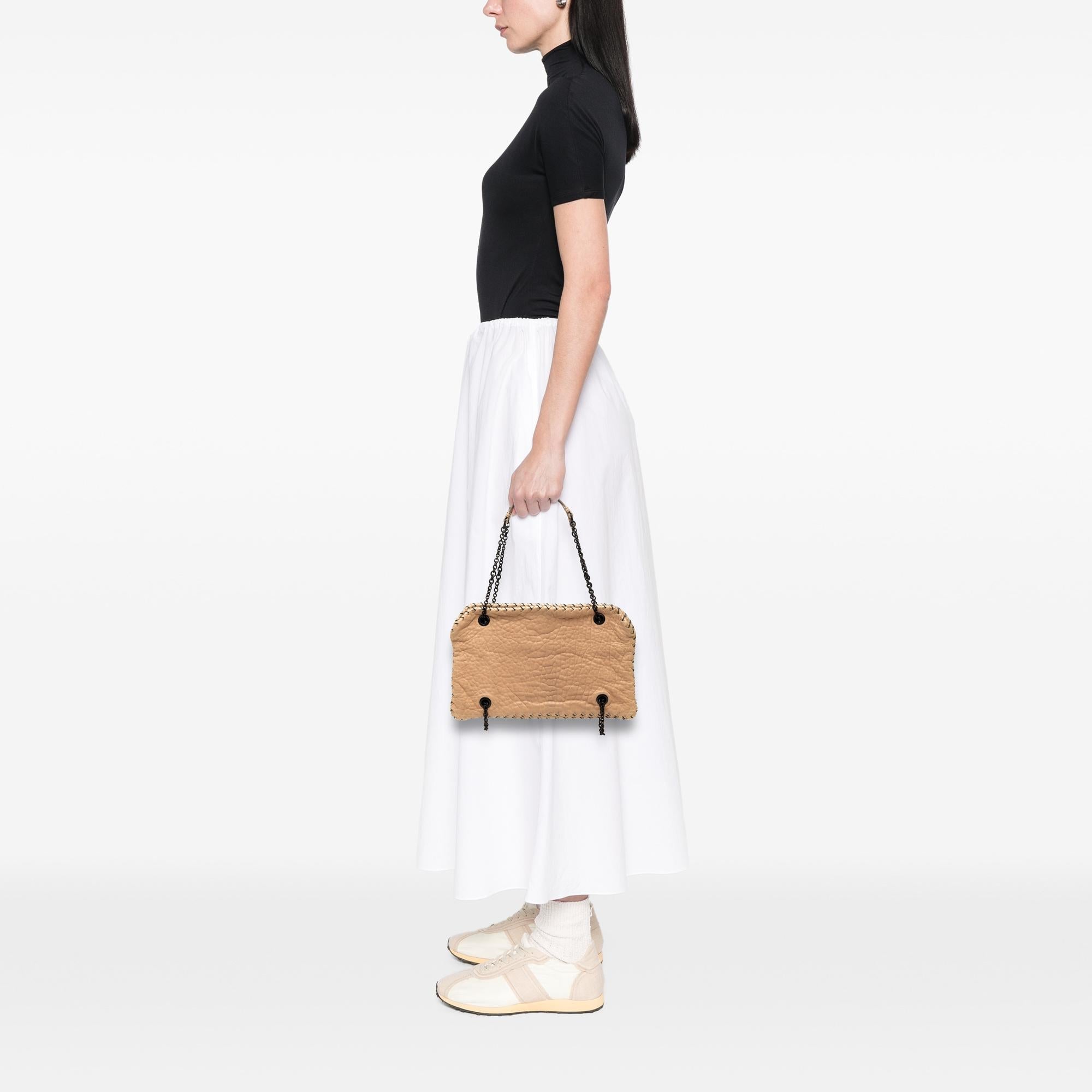 Bottega Veneta Textured Leather Whipstitch Duo Shoulder Bag