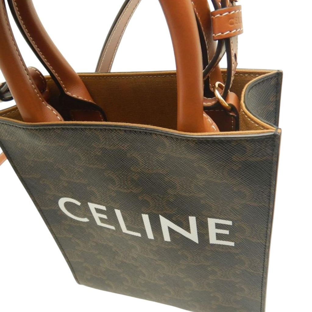 Celine Mini Triomphe Coated Canvas Vertical Cabas Satchel