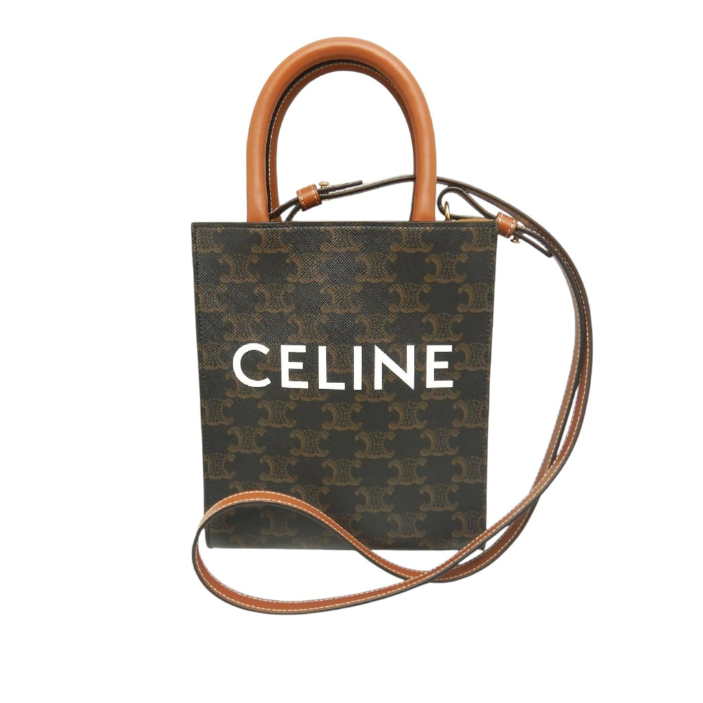 Celine Mini Triomphe Coated Canvas Vertical Cabas Satchel