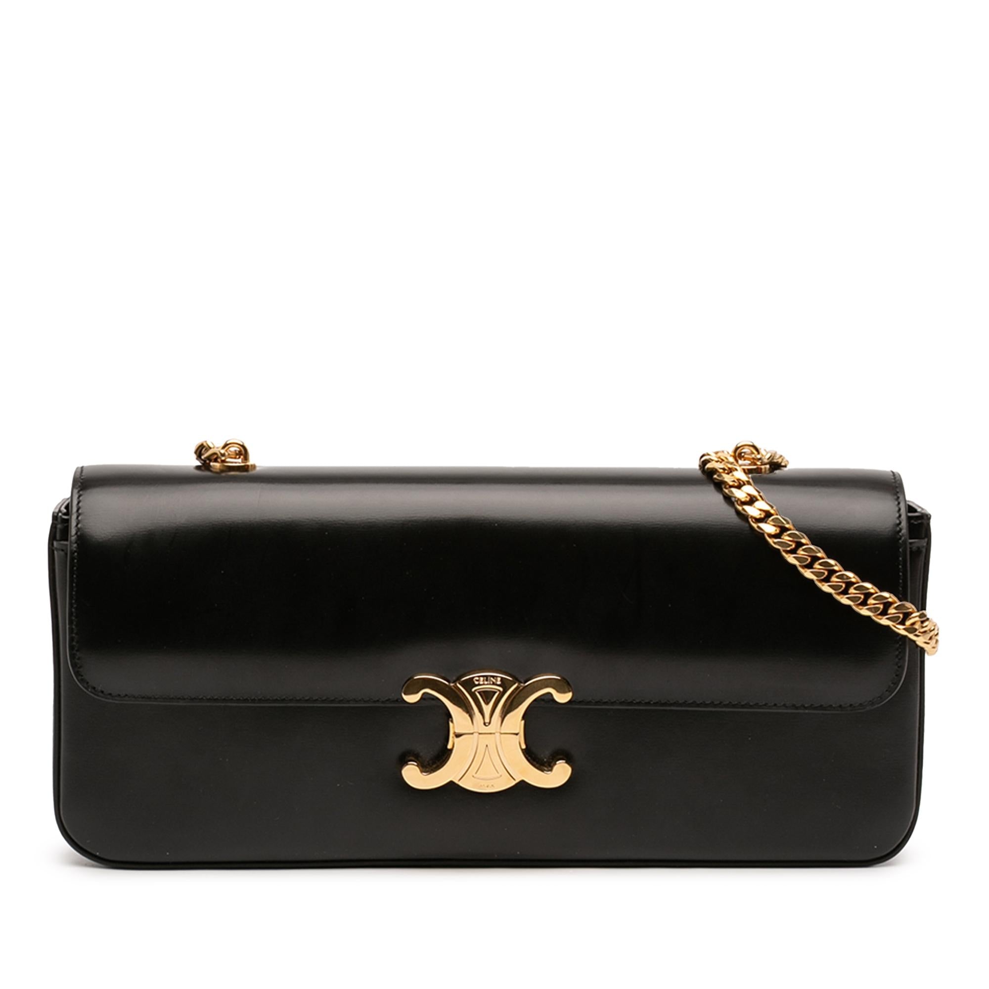 Celine Shiny Calfskin Triomphe Chain Shoulder Bag