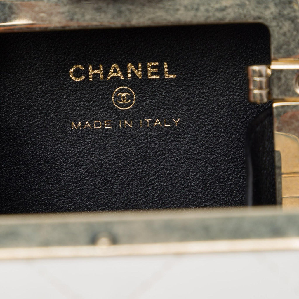 Chanel Bicolor Quilted Lambskin Cube Clutch with Chain