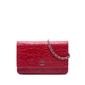 Chanel CC Embossed Lambskin Camellia Wallet On Chain