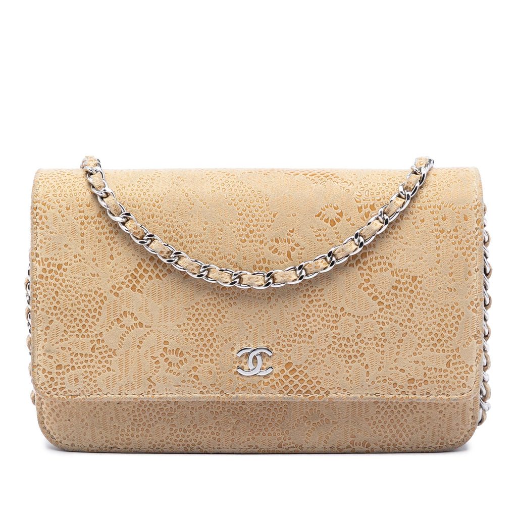 Chanel CC Lace Overlay Goatskin Wallet On Chain