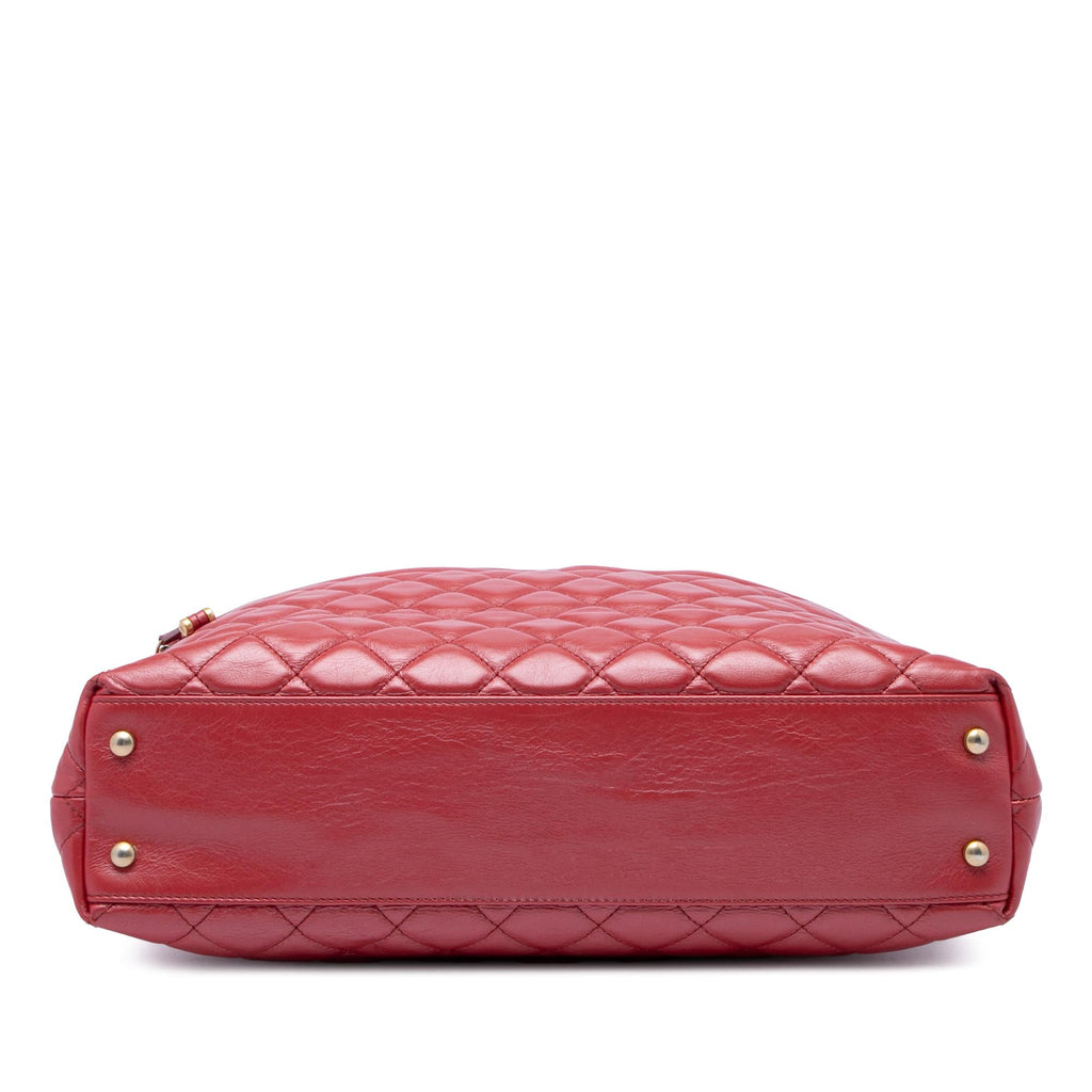 Chanel CC Quilted Calfskin Front Zip Drawstring Chain Tote