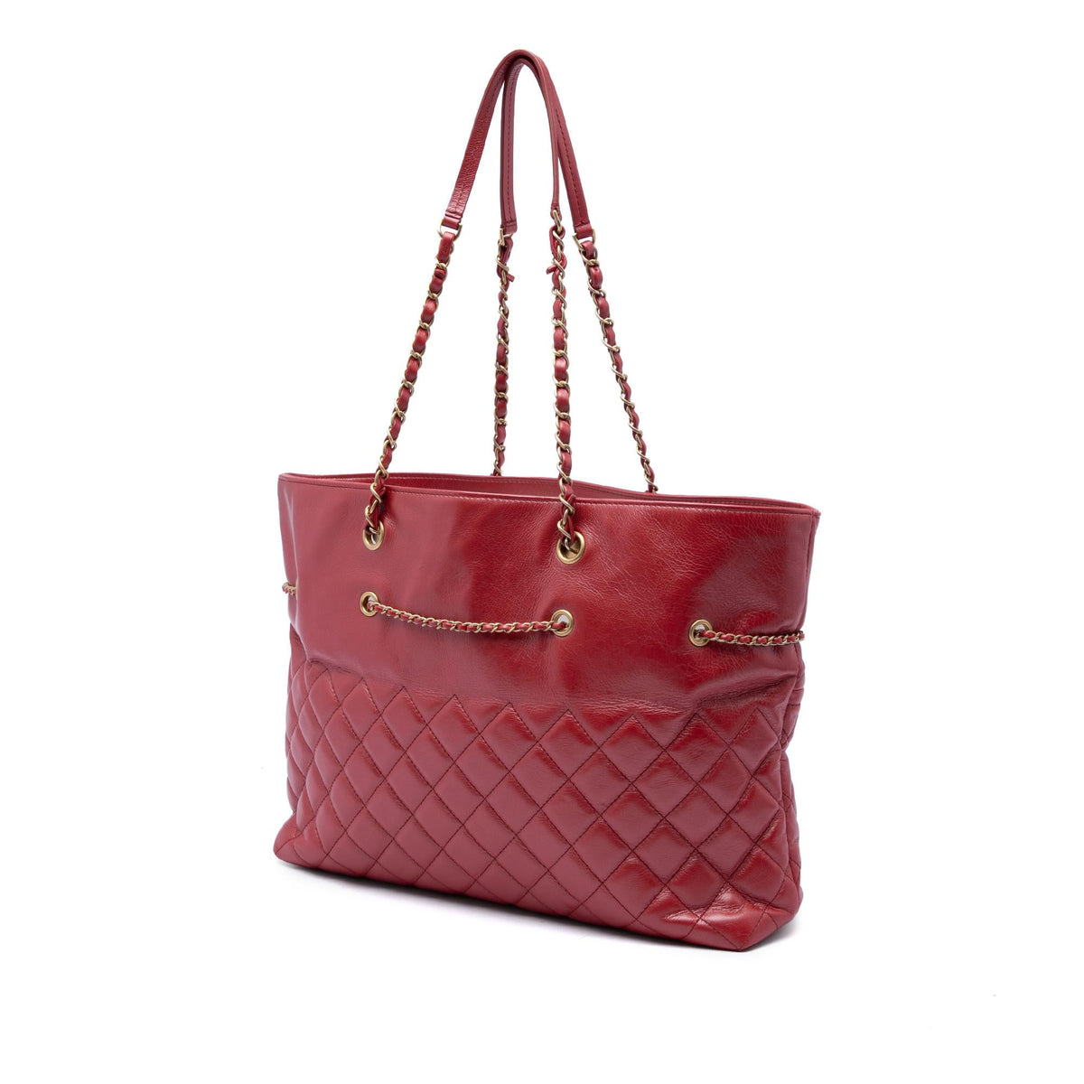 Chanel CC Quilted Calfskin Front Zip Drawstring Chain Tote