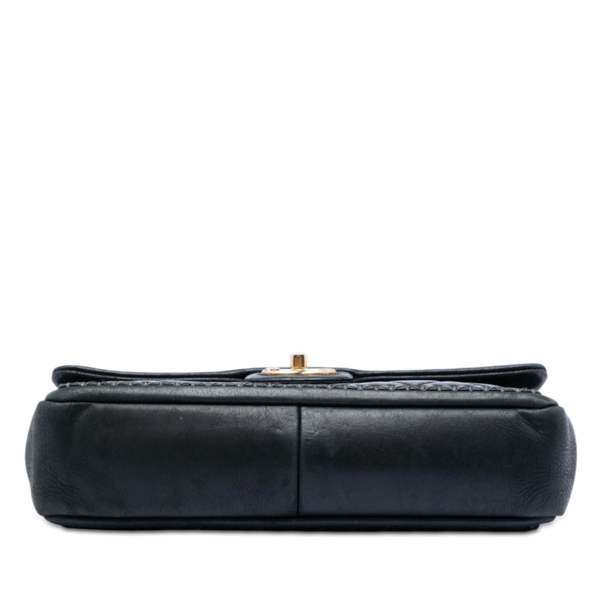 Chanel CC Quilted Iridescent Calfskin Whipstitch Single Flap