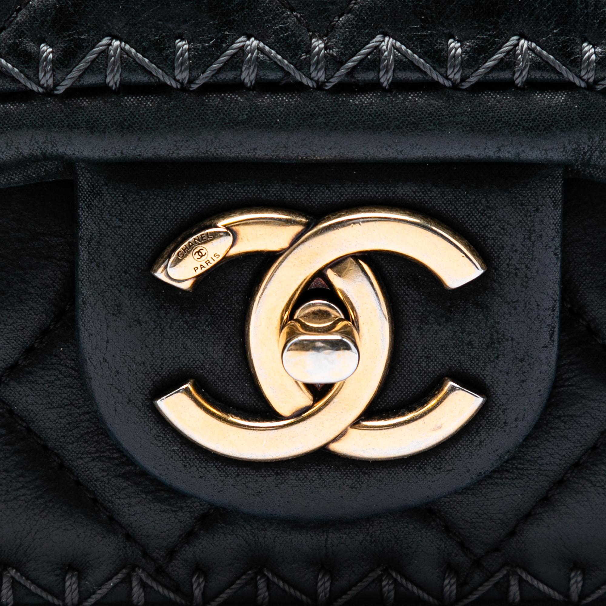 Chanel CC Quilted Iridescent Calfskin Whipstitch Single Flap