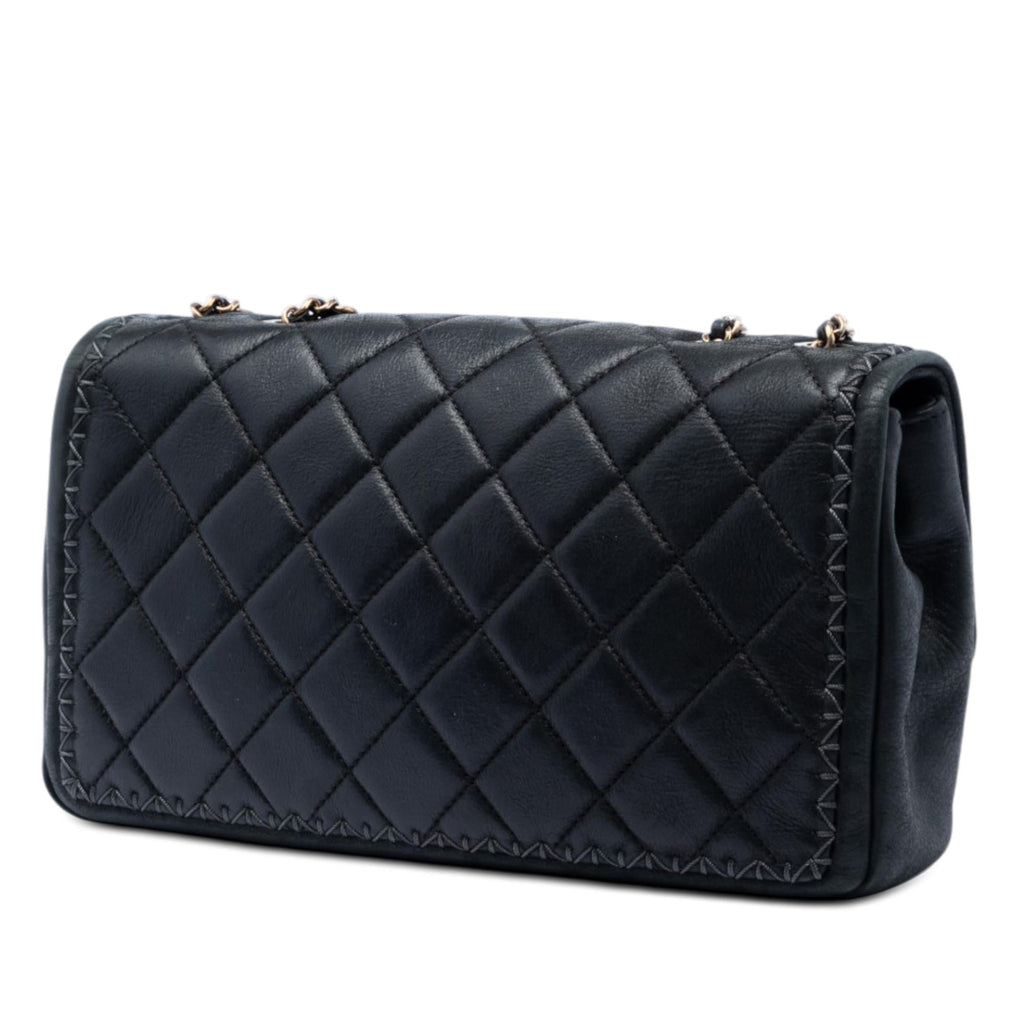 Chanel CC Quilted Iridescent Calfskin Whipstitch Single Flap