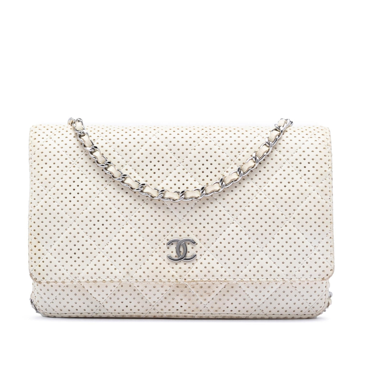 Chanel CC Quilted Perforated Lambskin Wallet On Chain