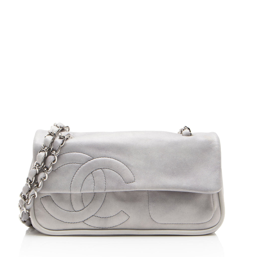Chanel Calfskin Diagonal CC Flap Shoulder Bag