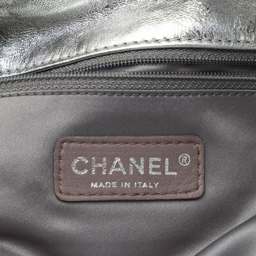 Chanel Large Metallic Glazed Calfskin Perforated Rodeo Drive Satchel