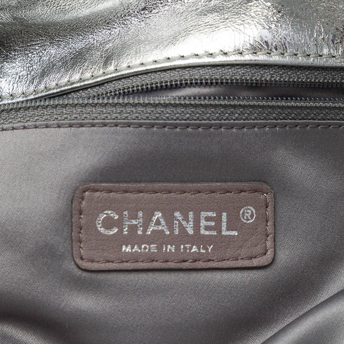 Chanel Large Metallic Glazed Calfskin Perforated Rodeo Drive Satchel