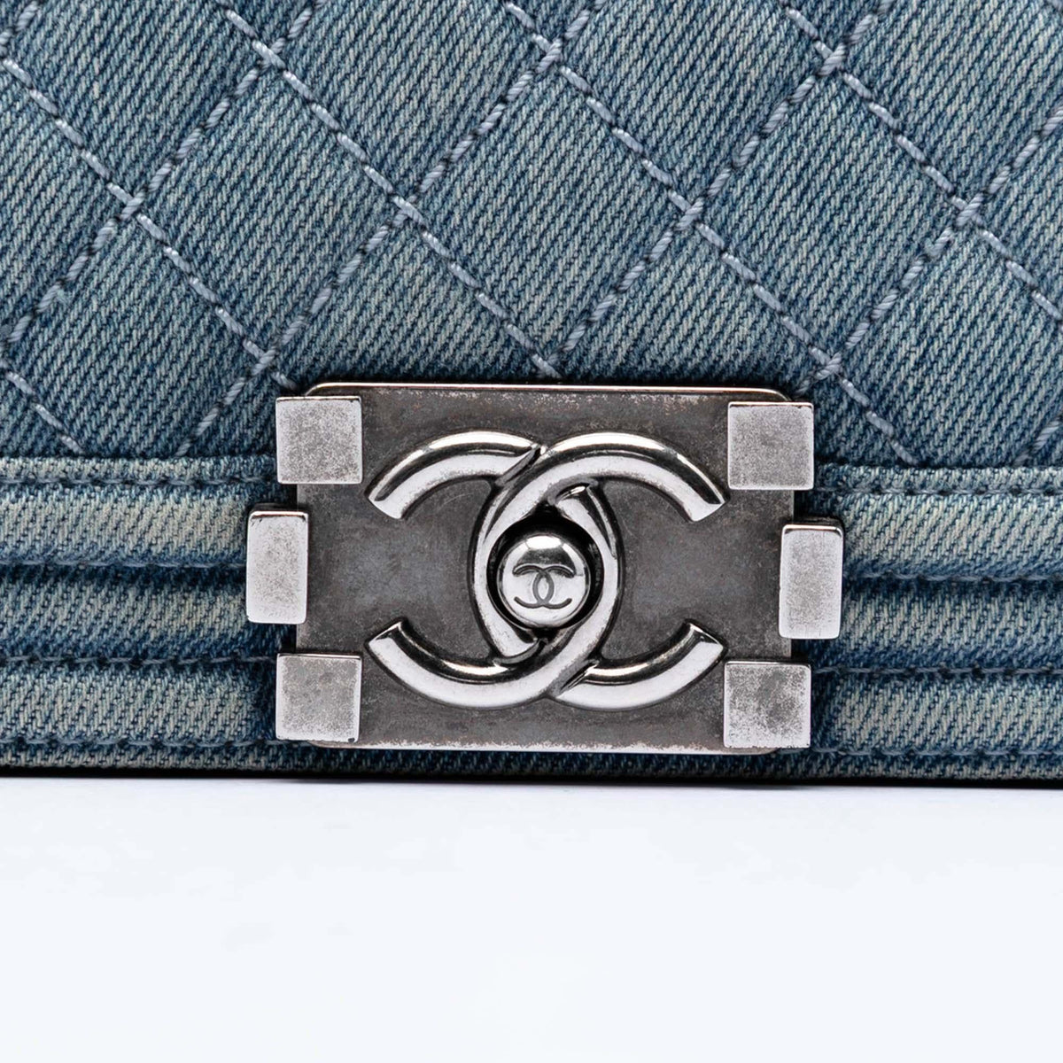 Chanel Large Quilted Denim Boy Flap