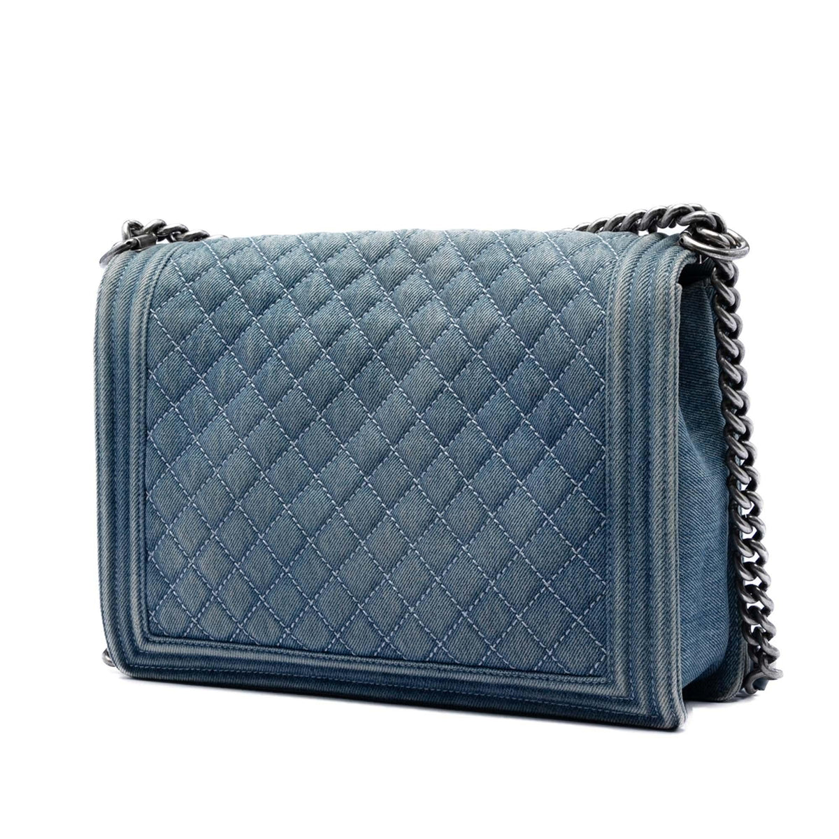 Chanel Large Quilted Denim Boy Flap
