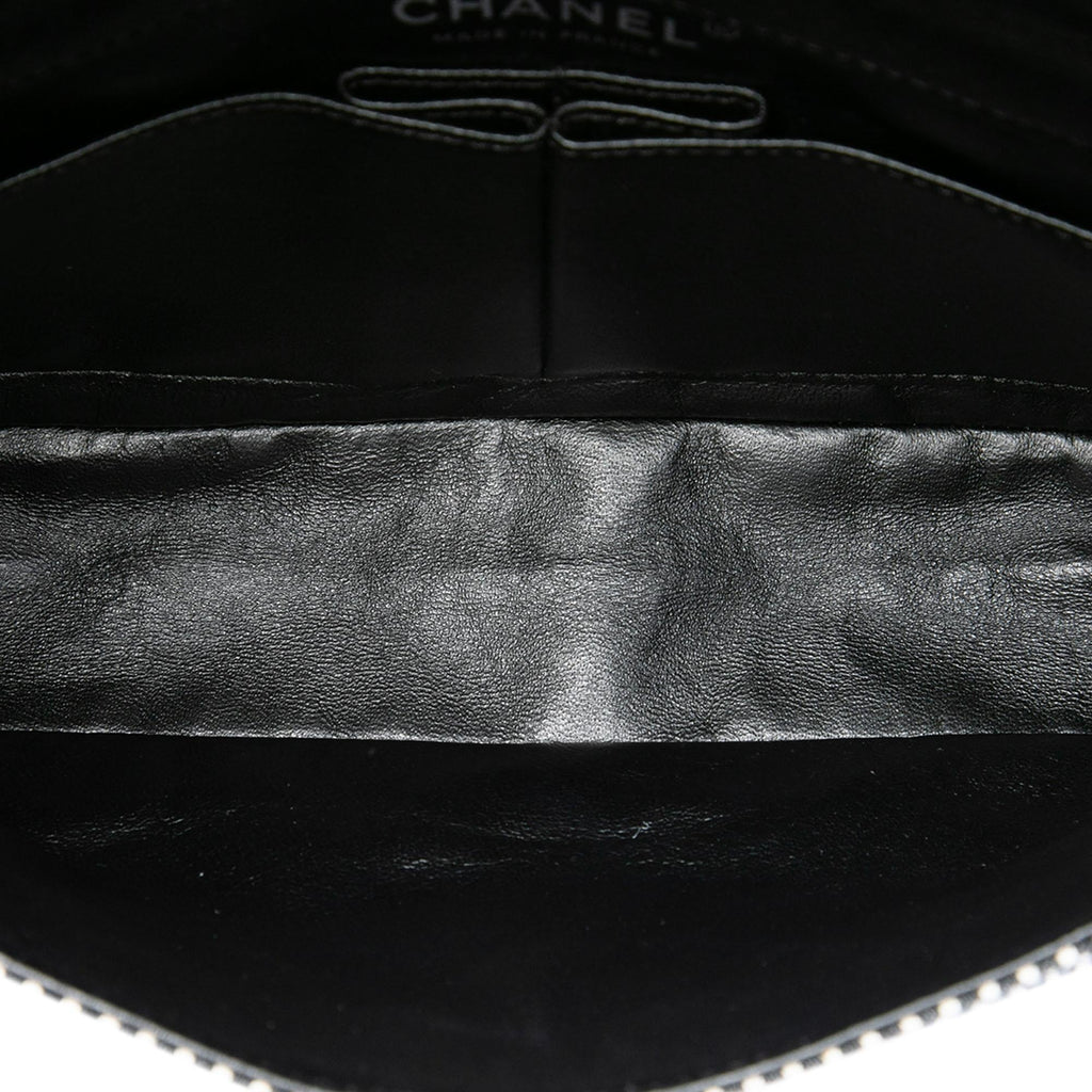 Chanel Medium Classic Canvas Sequin Stripes Double Flap