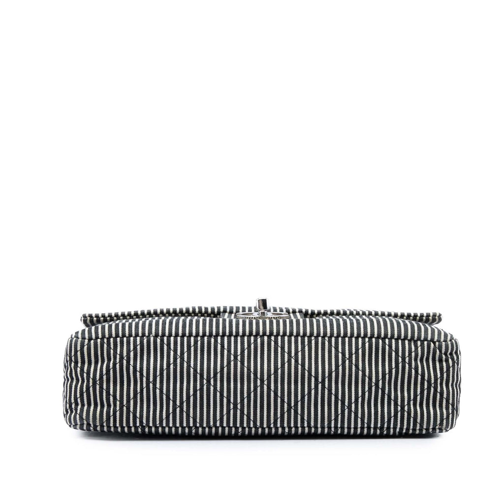 Chanel Medium Classic Canvas Stripes Double Flap