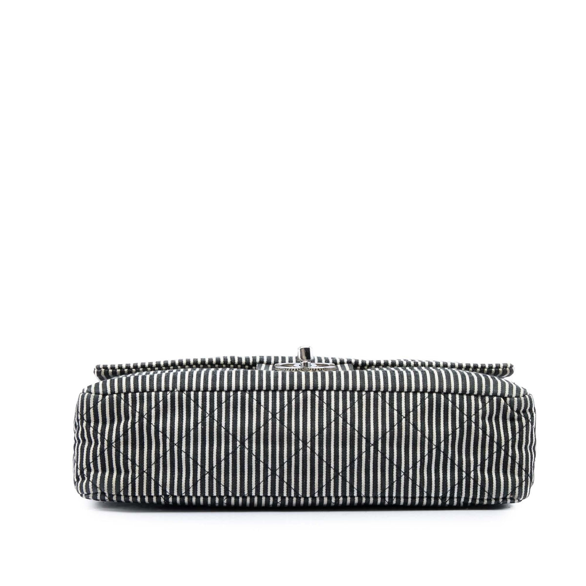 Chanel Medium Classic Canvas Stripes Double Flap