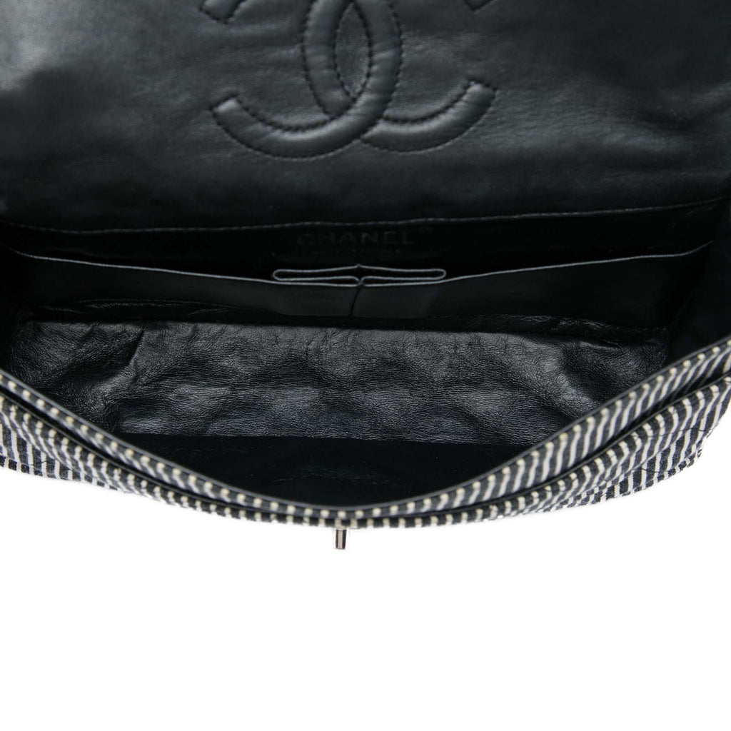 Chanel Medium Classic Canvas Stripes Double Flap