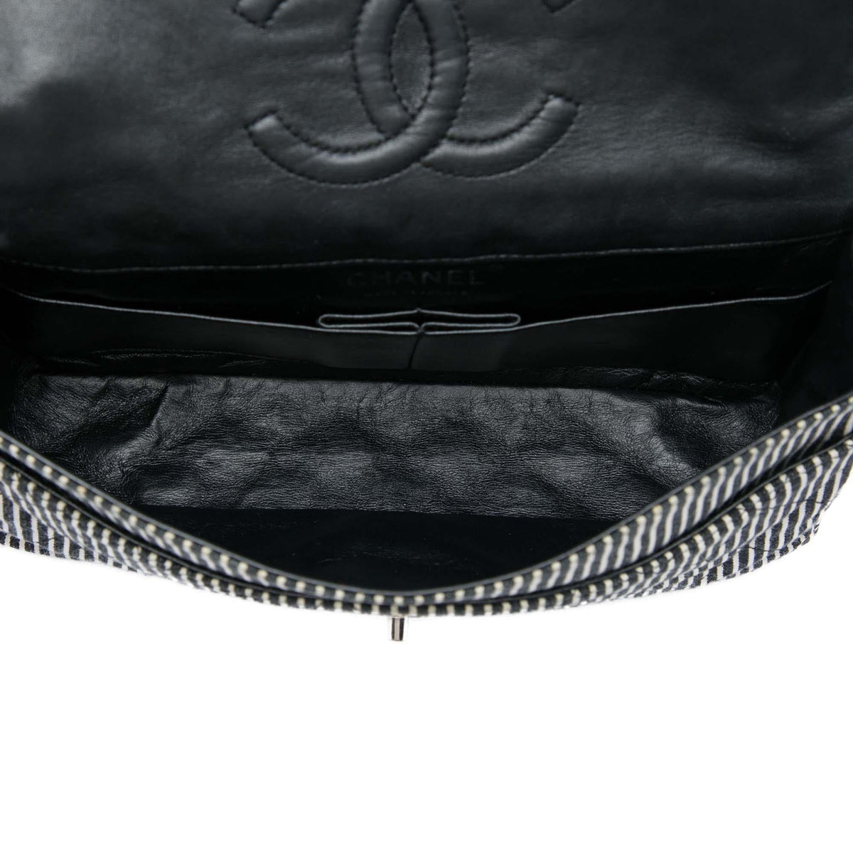 Chanel Medium Classic Canvas Stripes Double Flap
