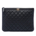 Chanel Medium Quilted Caviar Boy O Case Clutch