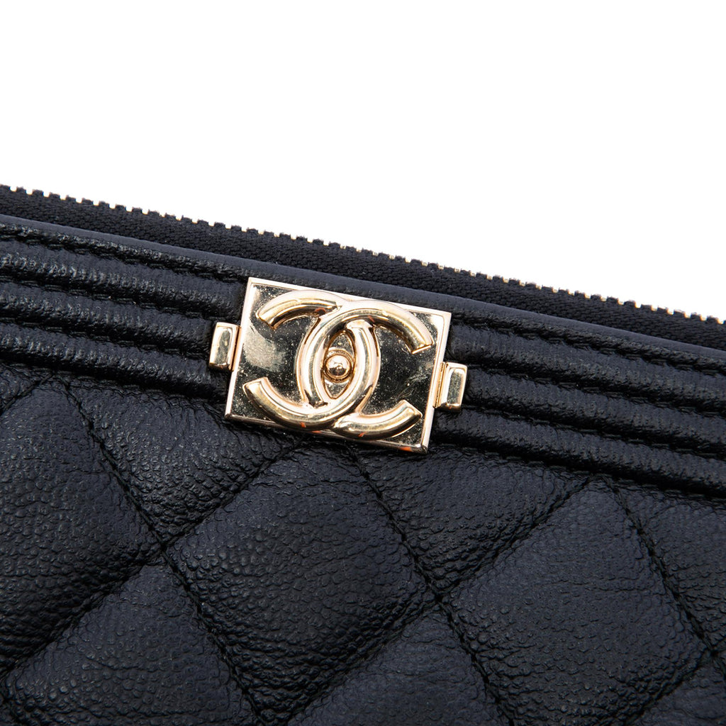 Chanel Medium Quilted Caviar Boy O Case Clutch