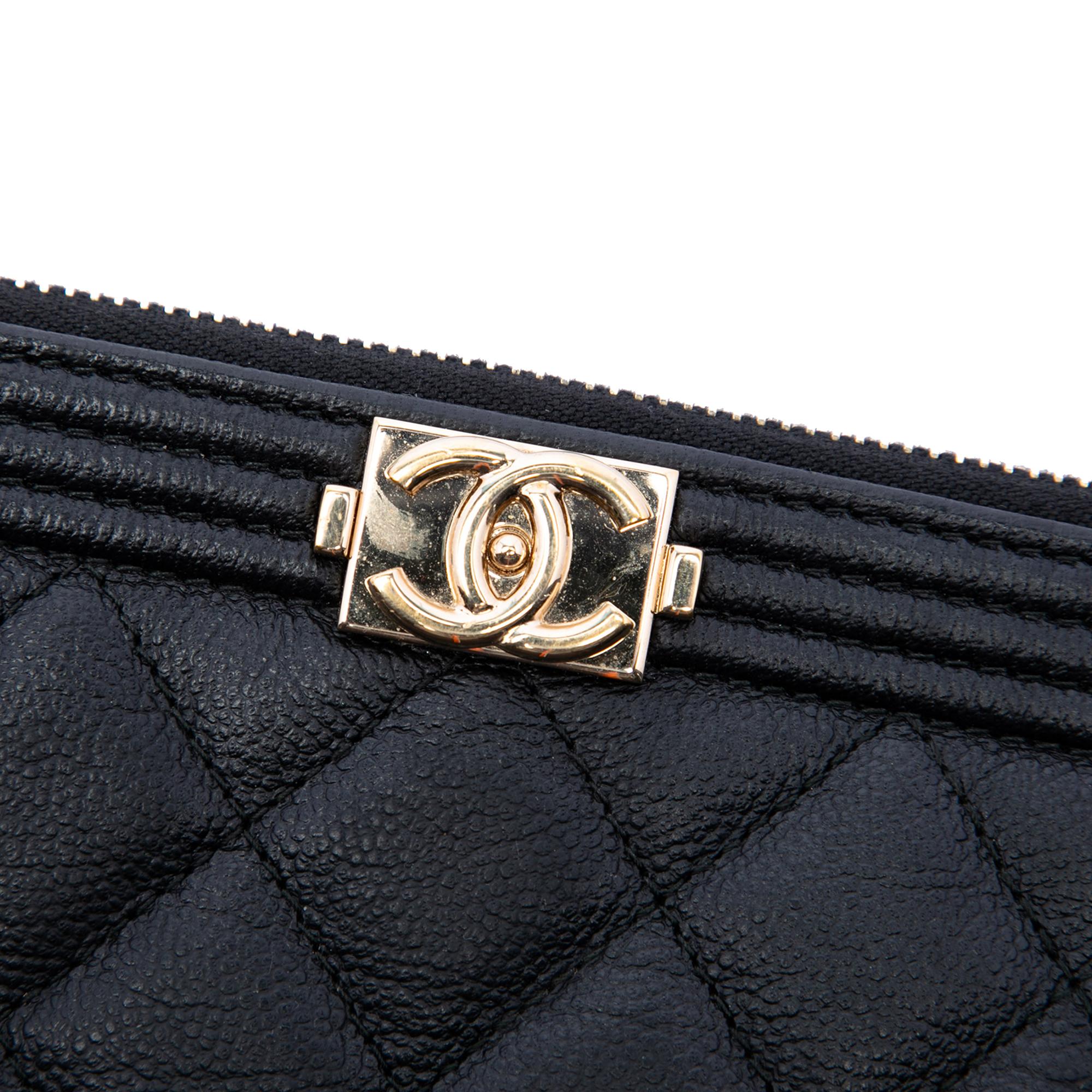 Chanel Medium Quilted Caviar Boy O Case Clutch