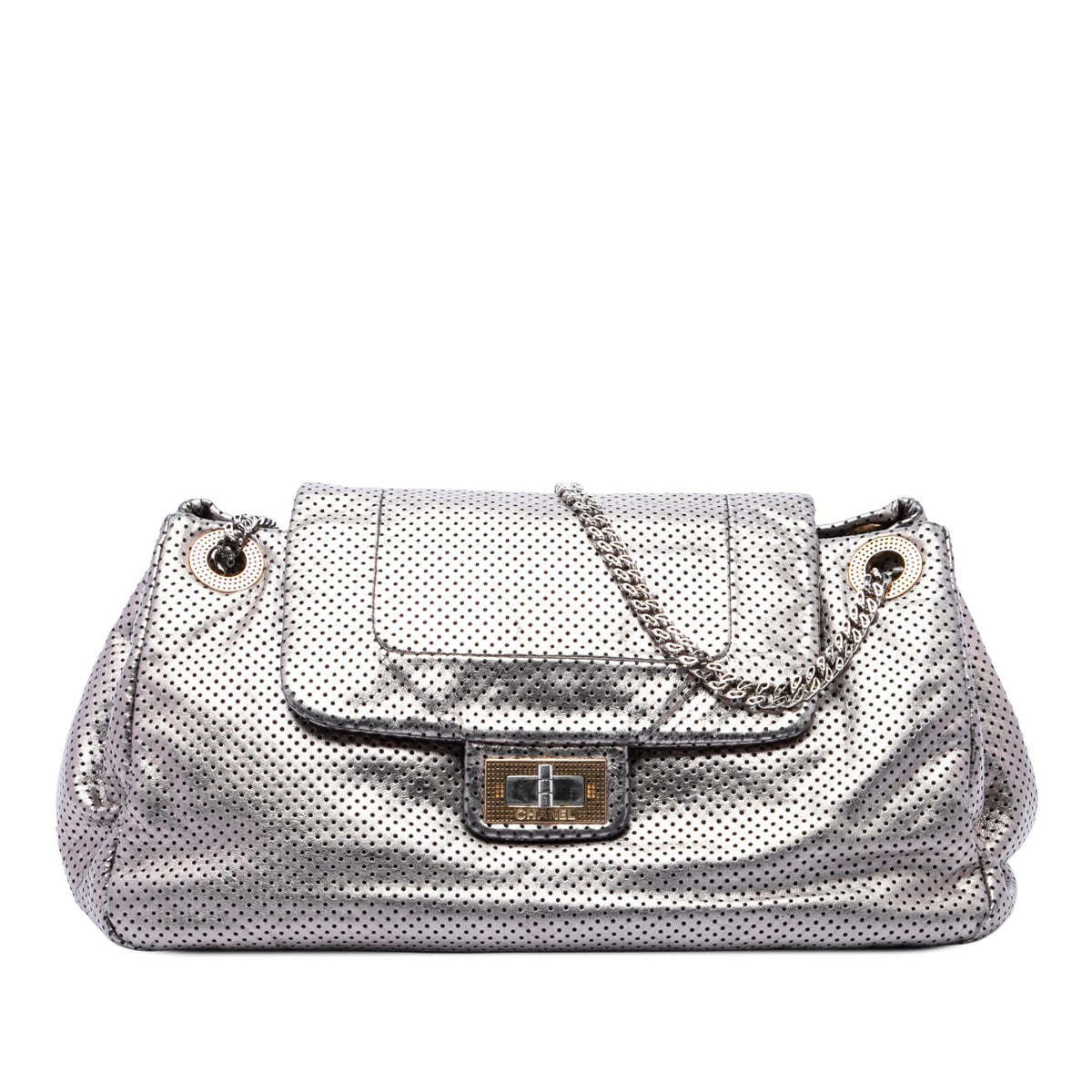 Chanel Metallic Perforated Calfskin Reissue 2.55 Drill Accordion Flap