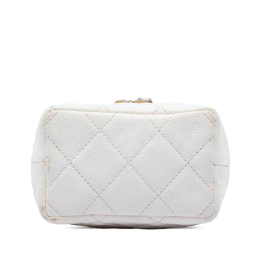 Chanel Mini Caviar Chain Zip Around Vanity Case