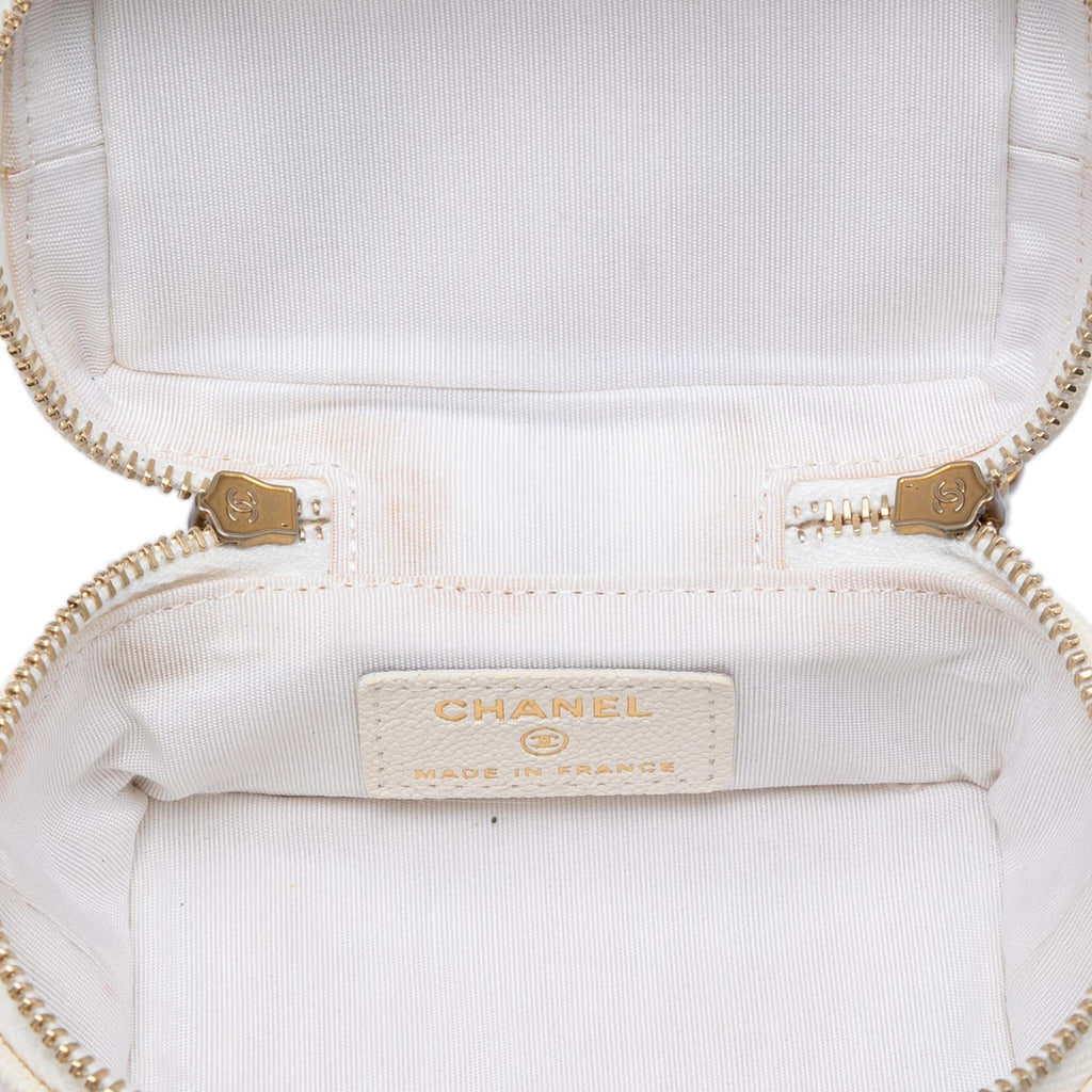 Chanel Mini Caviar Chain Zip Around Vanity Case