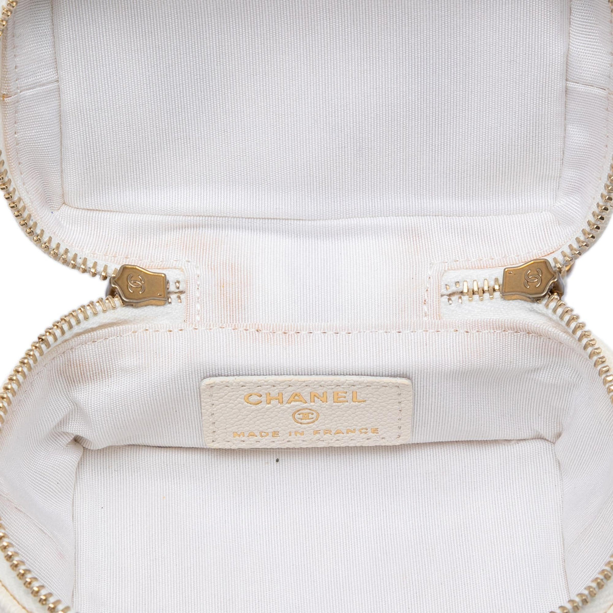 Chanel Mini Caviar Chain Zip Around Vanity Case