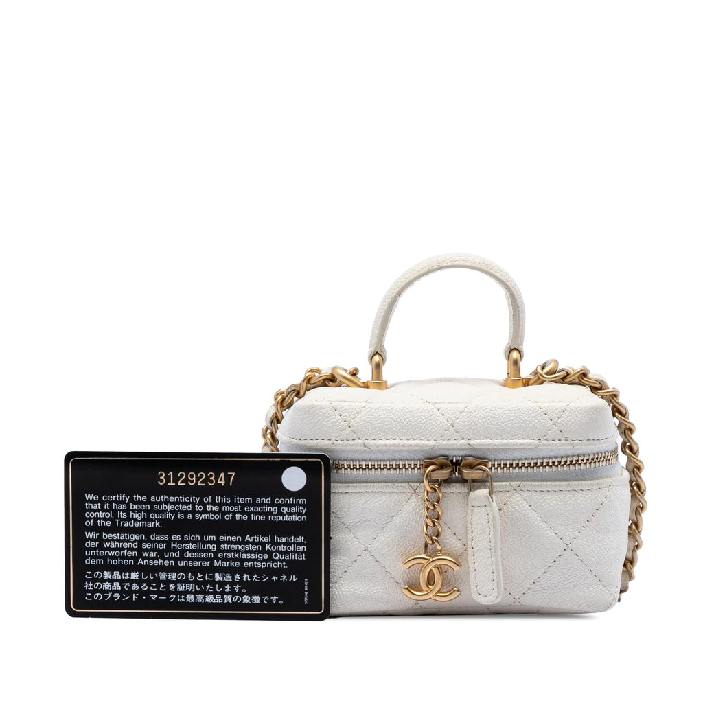 Chanel Mini Caviar Chain Zip Around Vanity Case