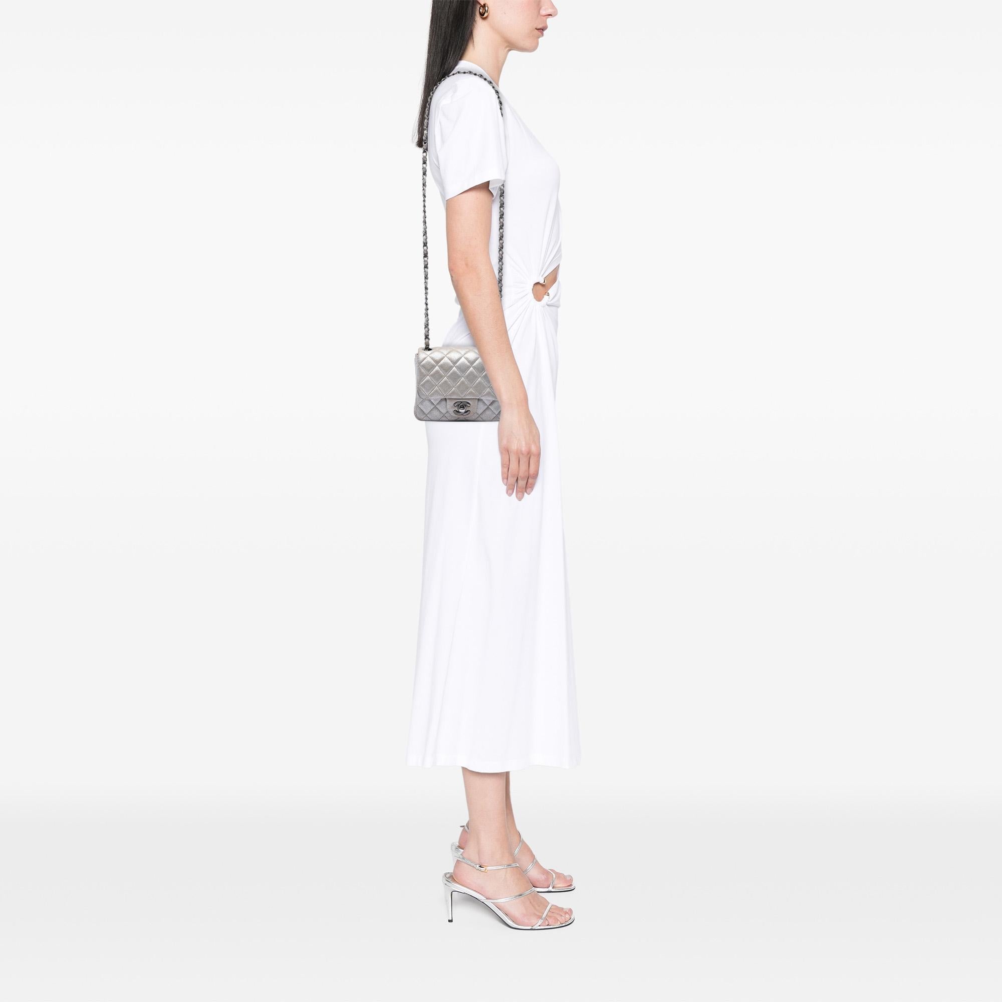 Chanel Mini Square Classic Metallic Lambskin Single Flap