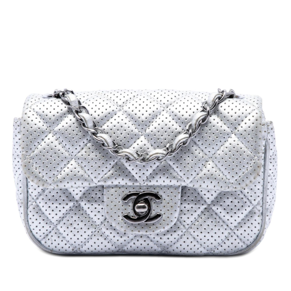 Chanel Mini Square Classic Perforated Lambskin Single Flap